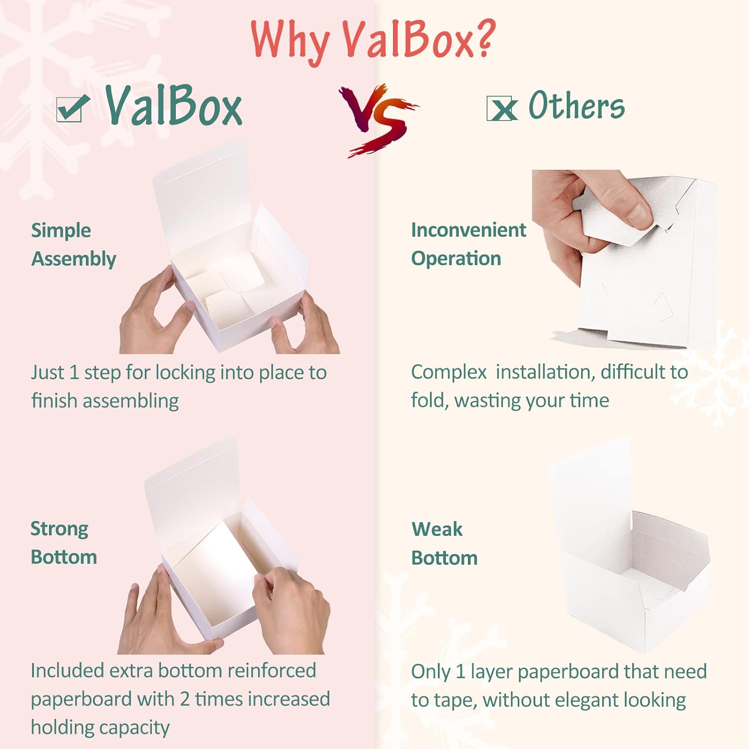ValBox 4x4x4 White Gift Boxes 50PCS