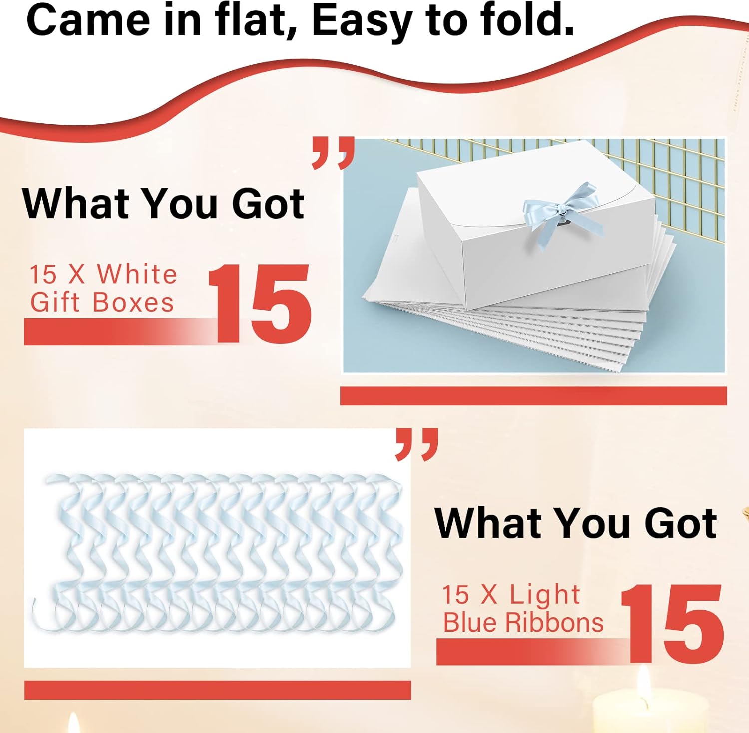 PEKGRIL 15pcs Gift Boxes with Lids White 10x8x4 Inch