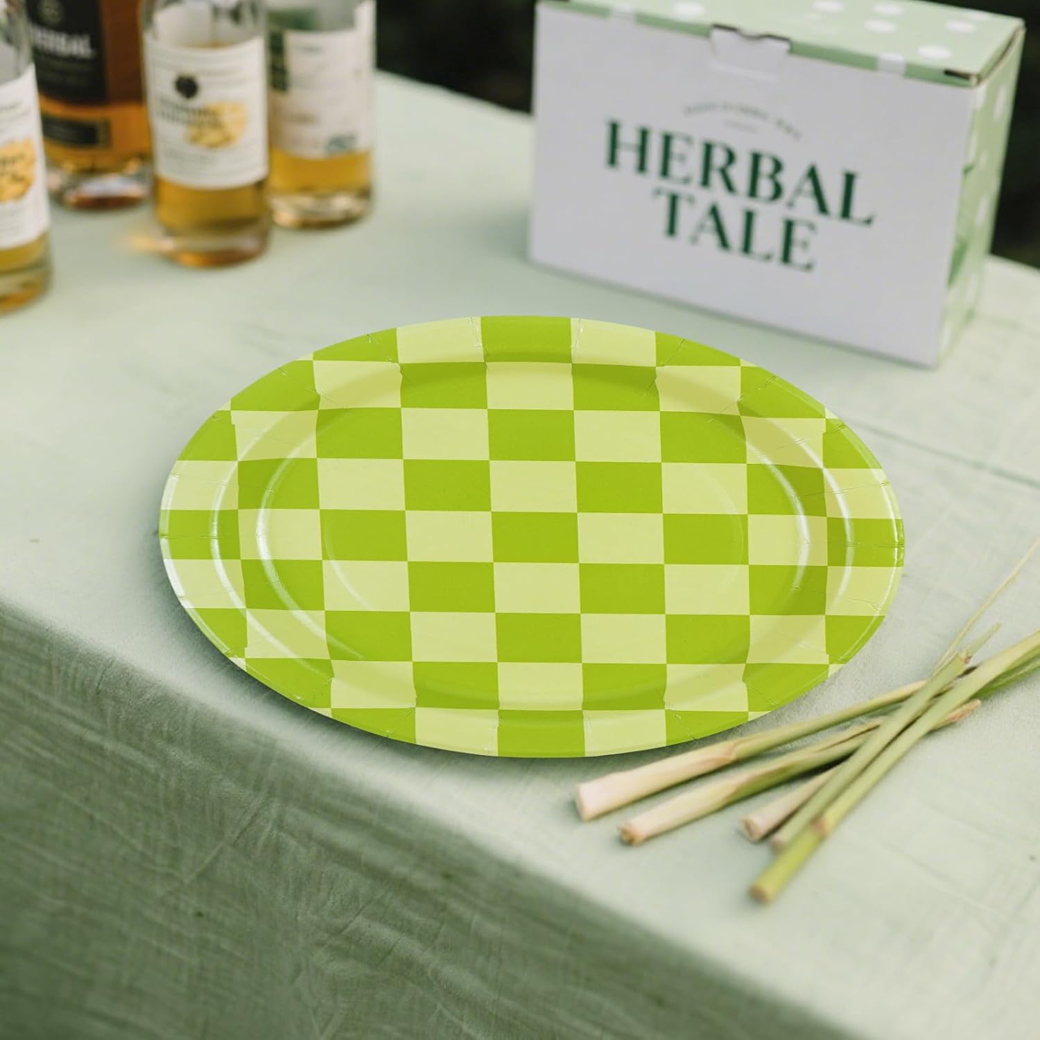 48PCS Checkered Camping Plates for Parties