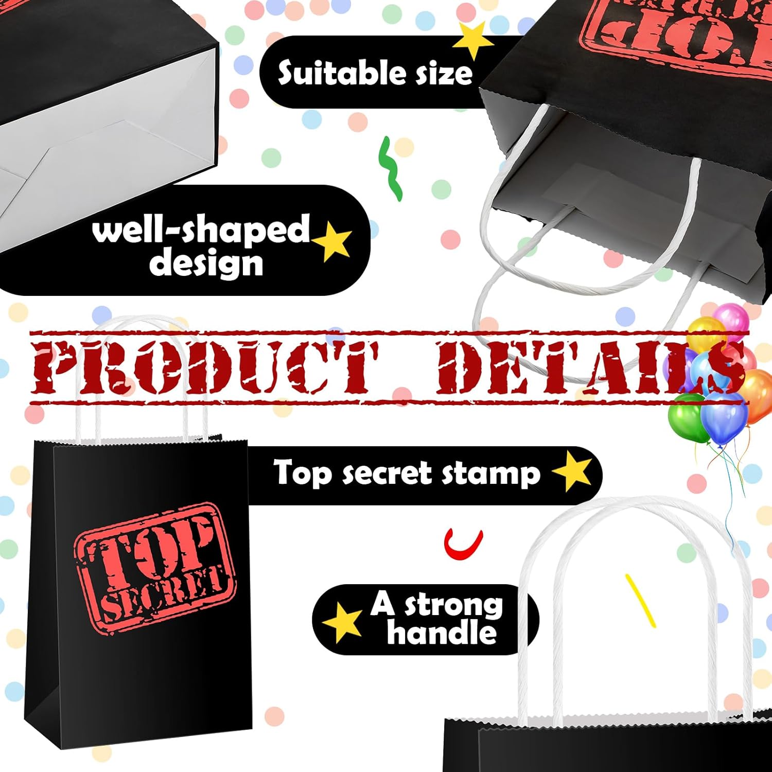 Lincia 32 Piece Top Secret Party Favor Bags