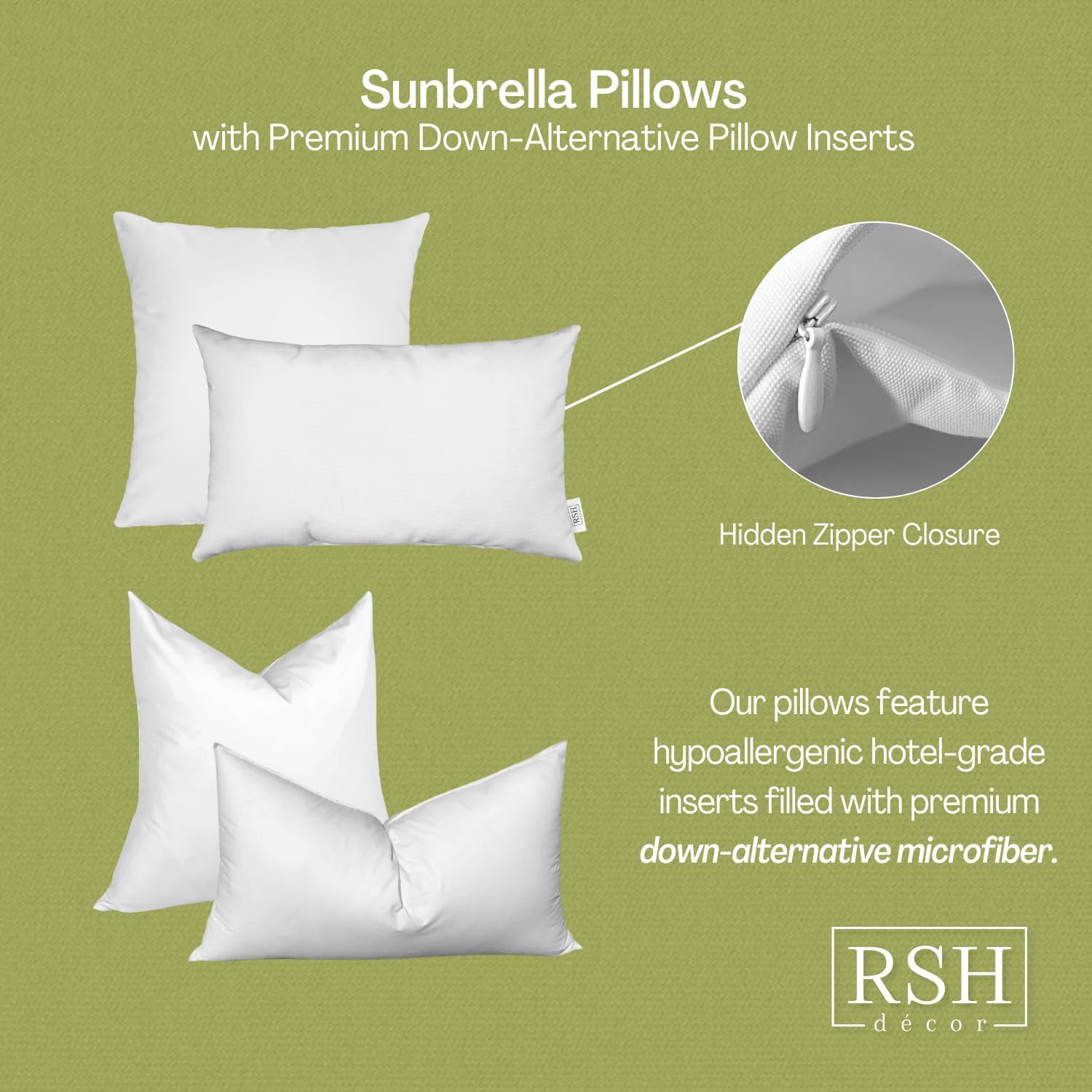 RSH Decor Sunbrella Square Throw Pillow Set of 4 17x17