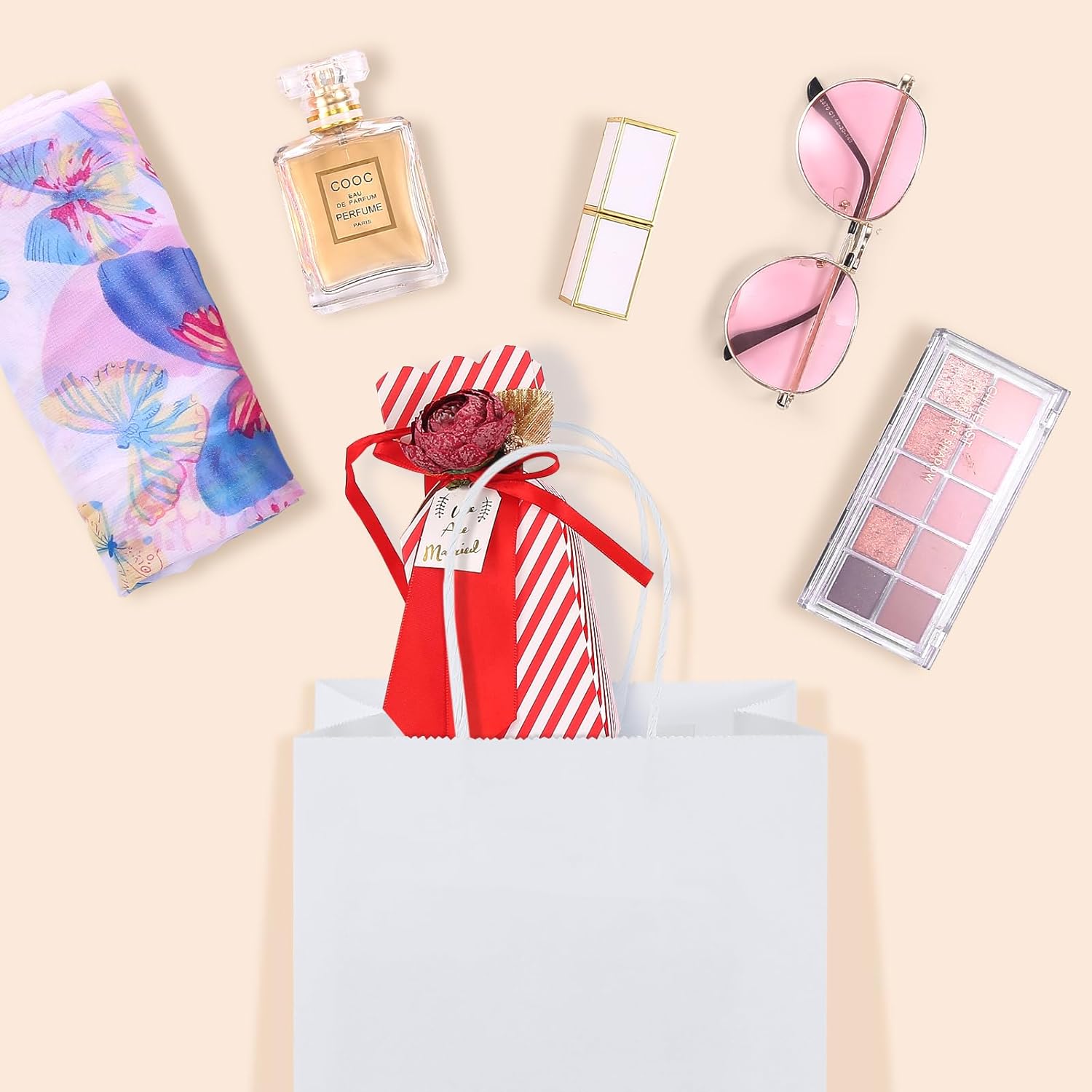 GSSUSA 20Pcs White Gift Bags With Handles