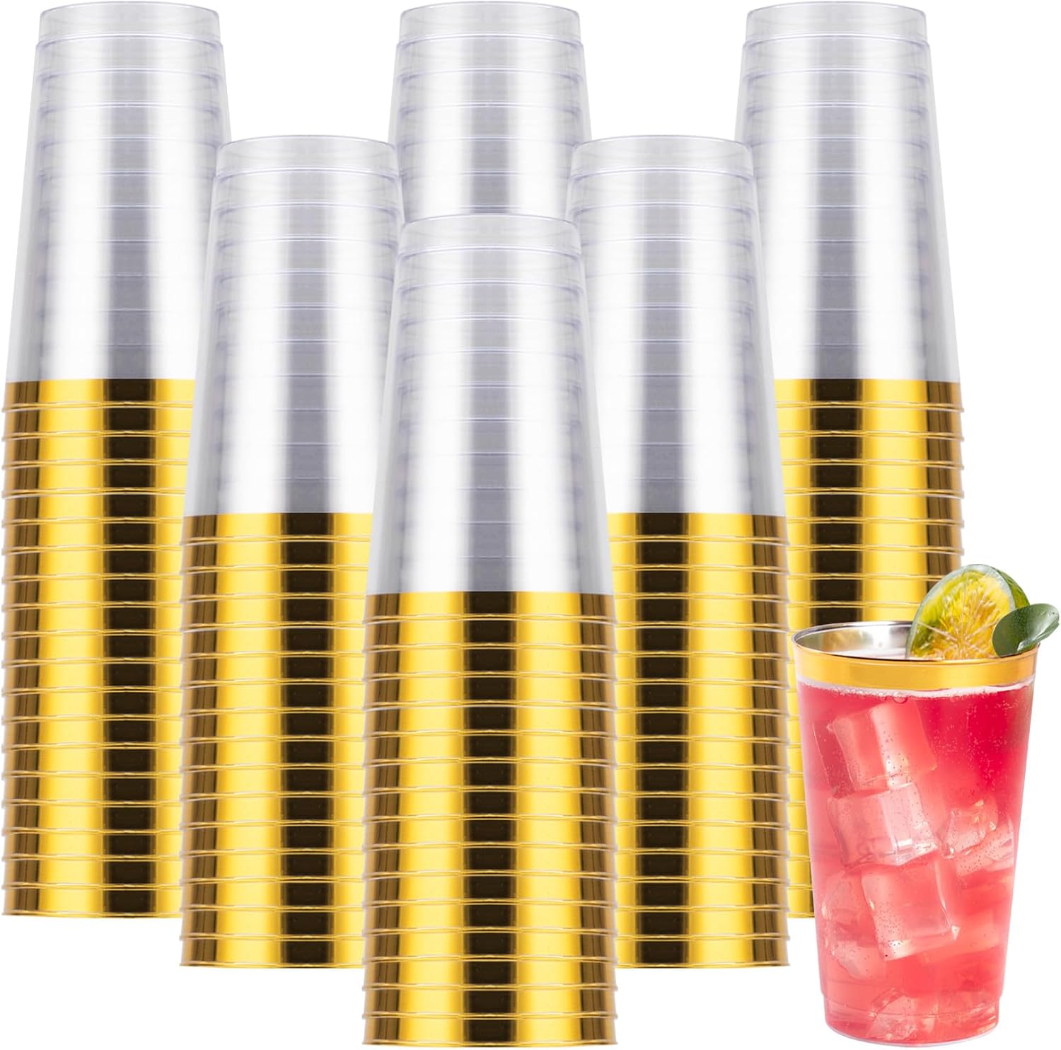 Goodluck 200PCS 14oz Gold Plastic Cups for Parties