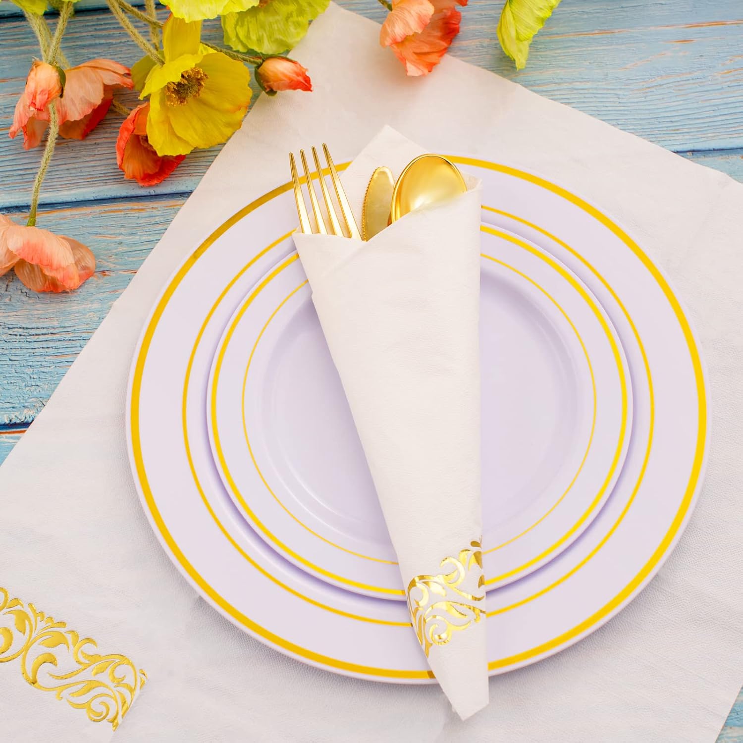 WDF 150 Pack Gold Napkins Disposable 3 Ply