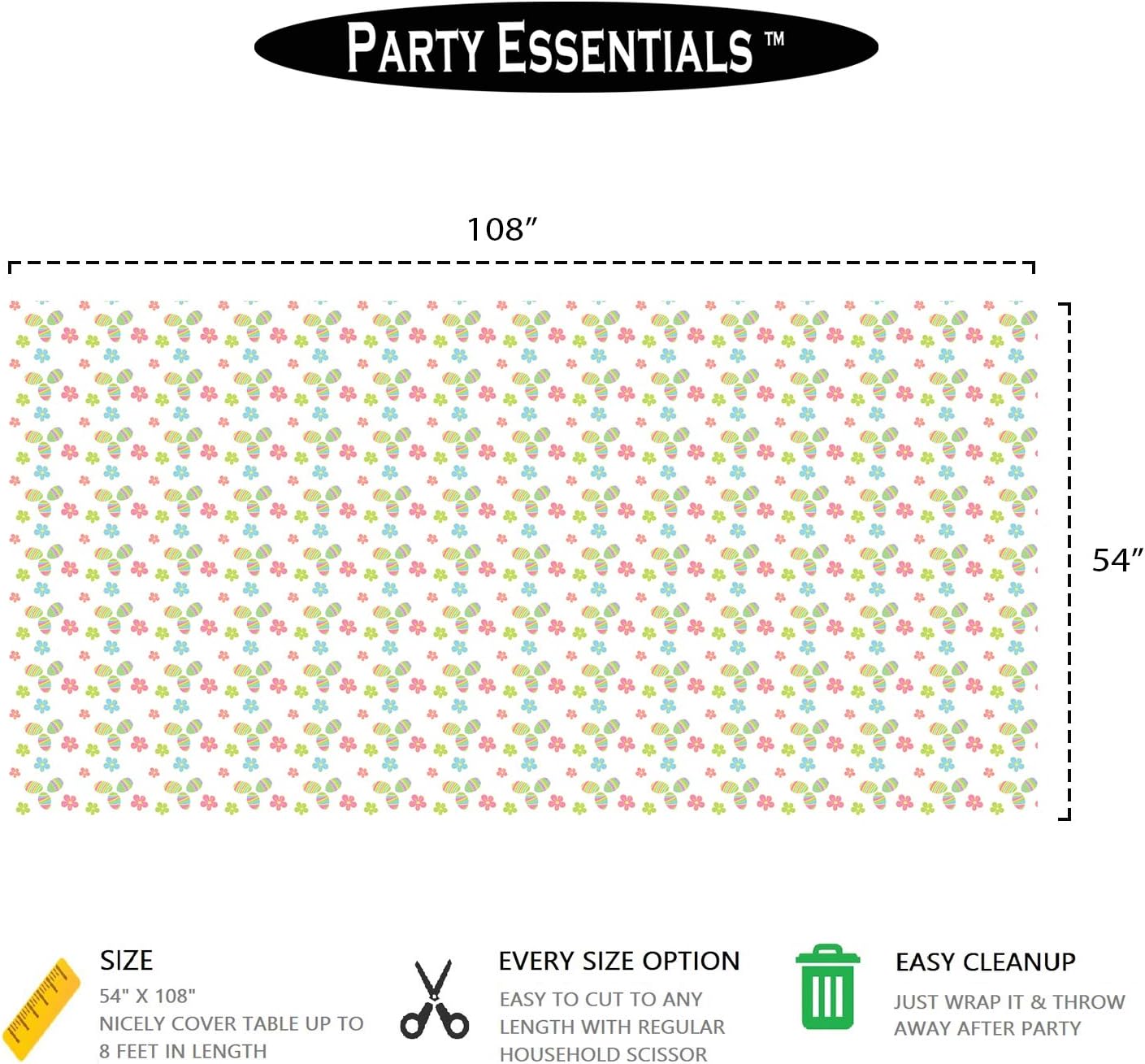 Party Essentials Heavy Duty 54x108 Inch Easter Printed Table Cover 2-Count