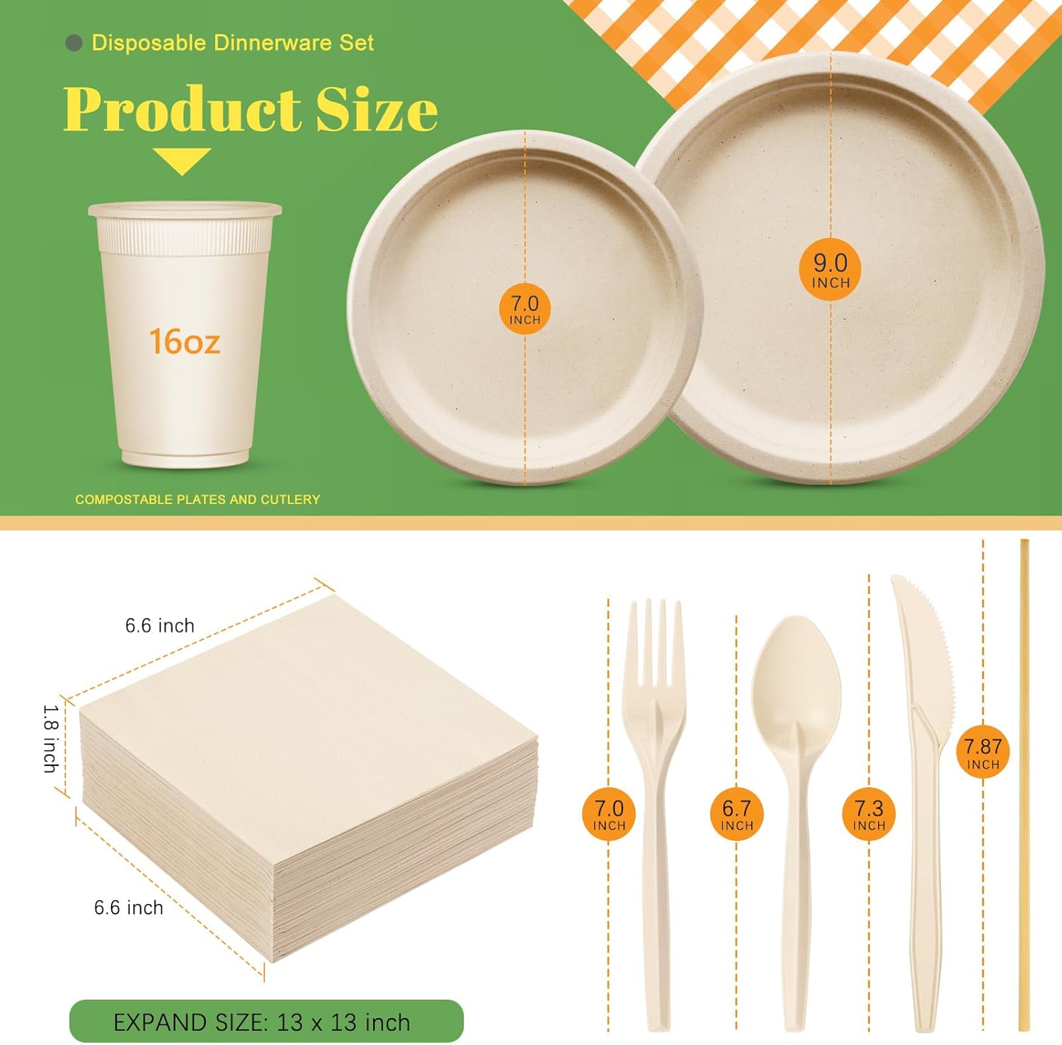 Gezond 400 Piece Compostable Paper Plates Set