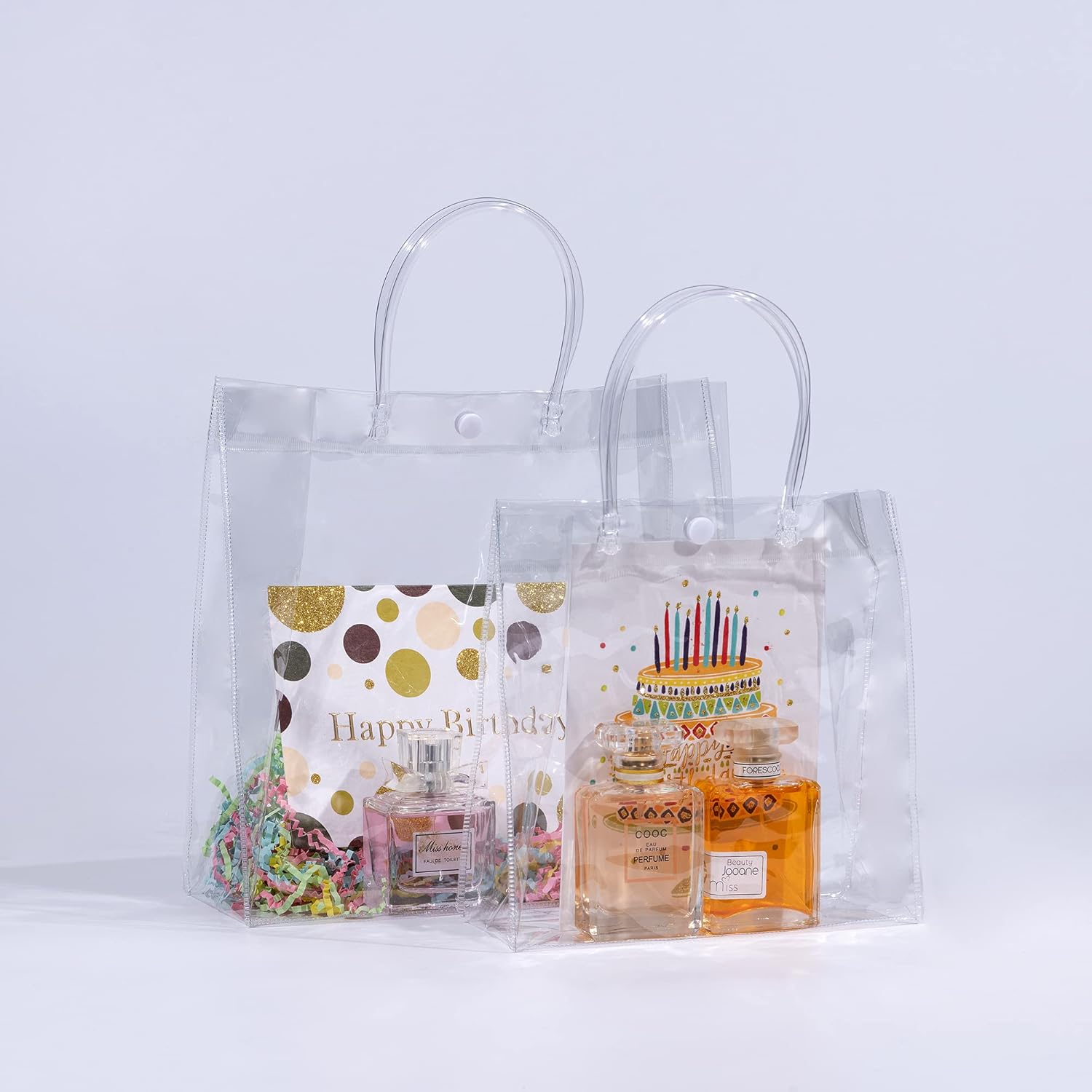 SHIPKEY 10 Pack Clear Gift Bags with Handles