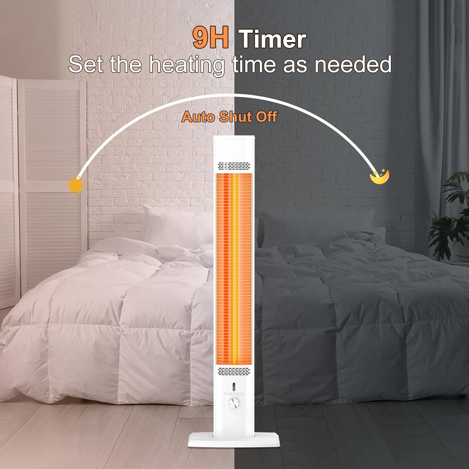 BIESQYA 1500W Infrared Patio Heater with Remote and 9 Heat Levels