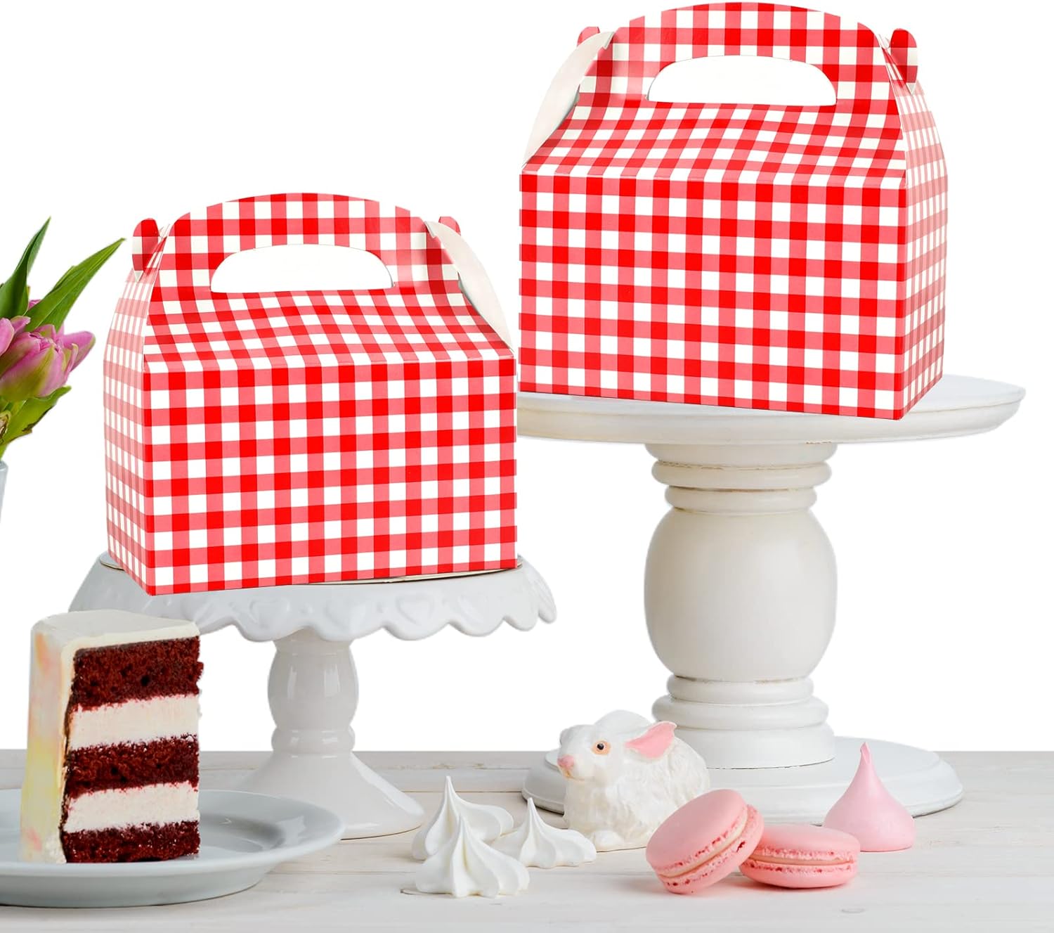 Red and White Gingham Treat Boxes 24-Pack