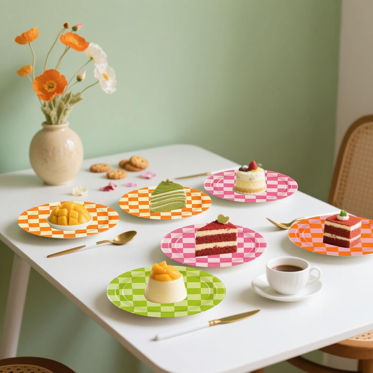 48PCS Checkered Camping Plates for Parties
