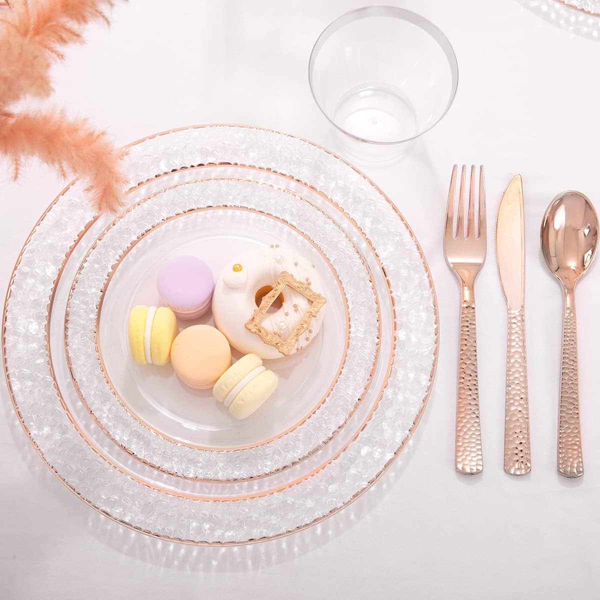 Ciaell 150PCS Rose Gold Plastic Plates Set