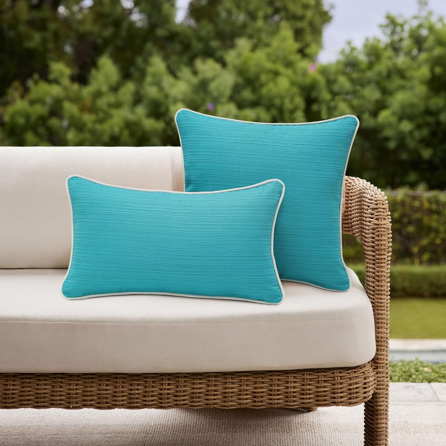 Unimatta Decorative Water Repellent Throw Pillows Set of 4 Turquoise