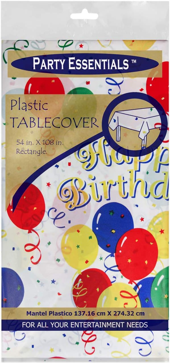 Party Essentials Heavy Duty Plastic Table Cover Happy Birthday 54x108