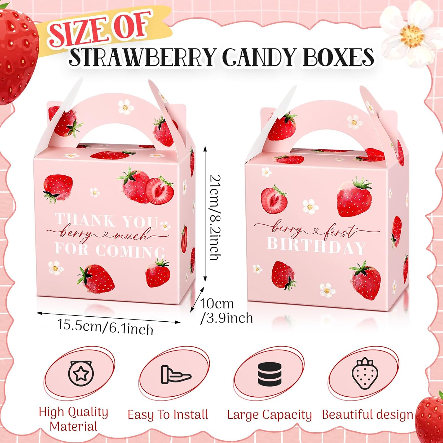 Sinload 12 Pcs Strawberry Treat Gift Boxes