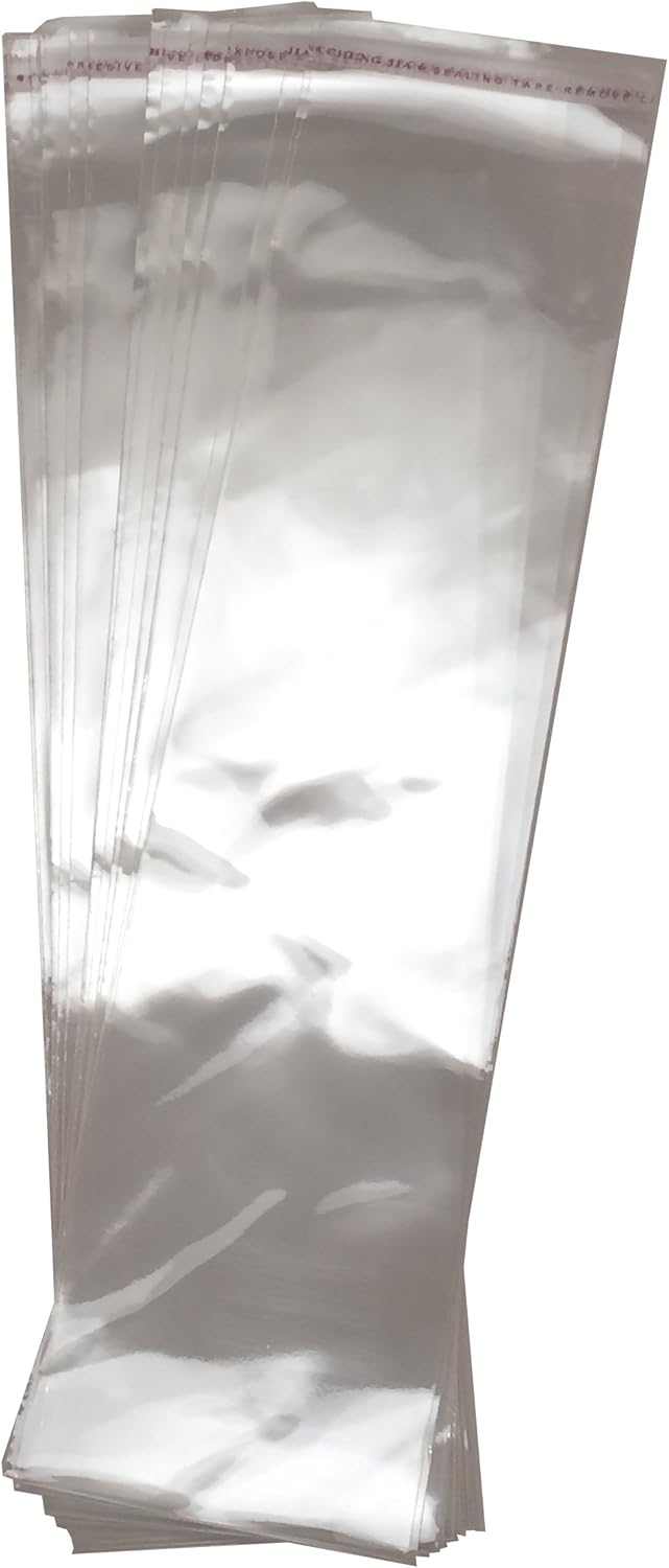 100pcs Extra Long Clear Food Safe Cellophane Bags 3x12 Inches
