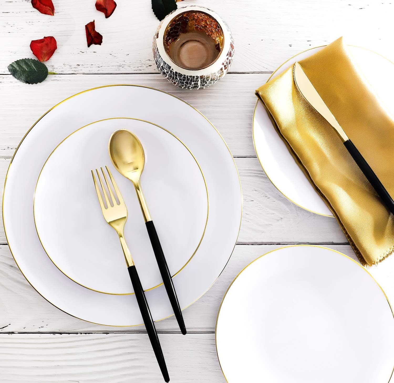 Supernal 102pcs Gold Plastic Cutlery Set
