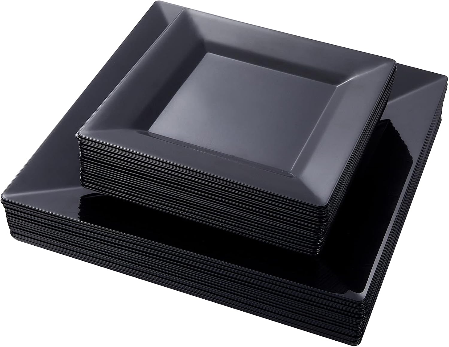 N9R 60PCS Black Plastic Square Plates for Parties and Events
