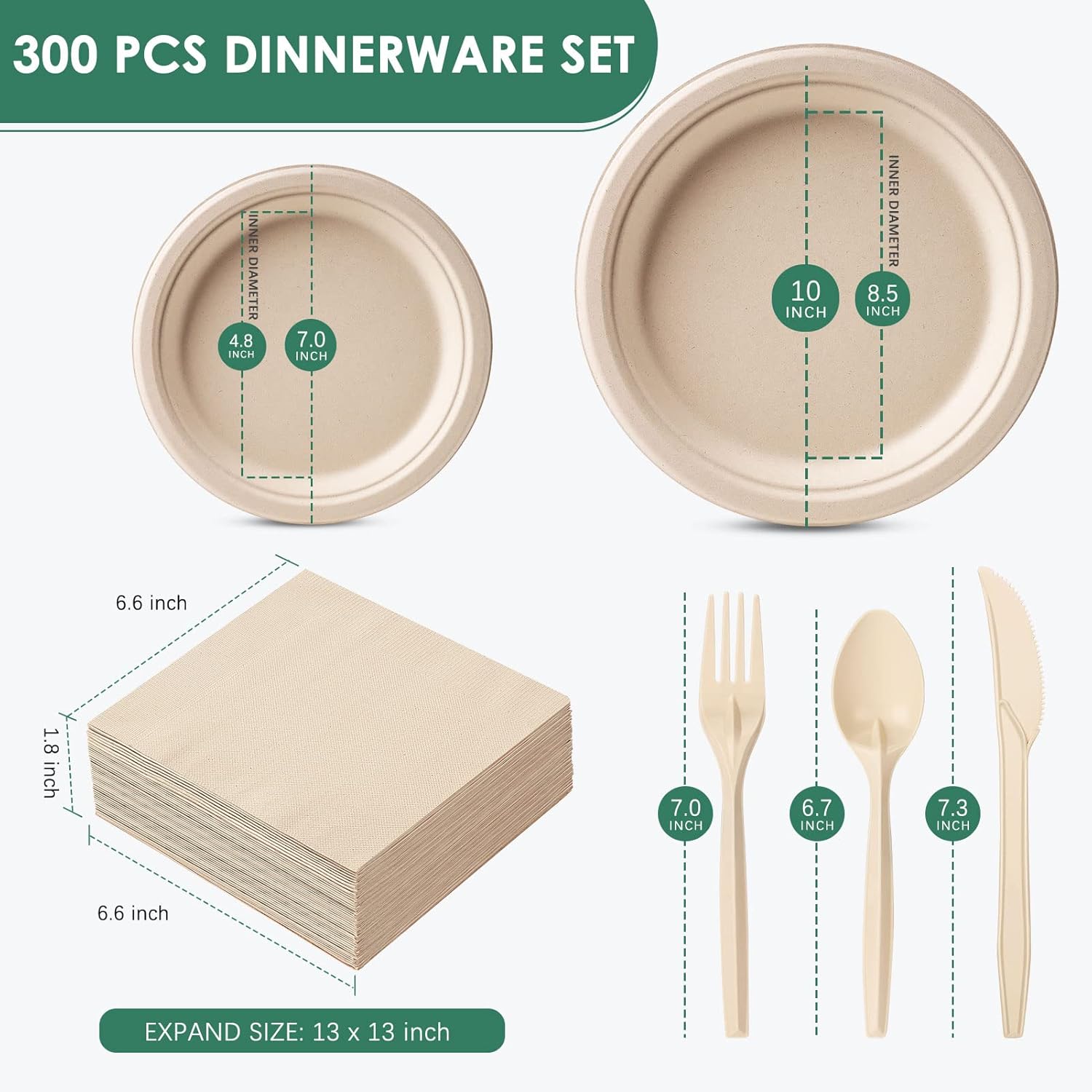 Gezond 300-Piece Compostable Paper Plates Set