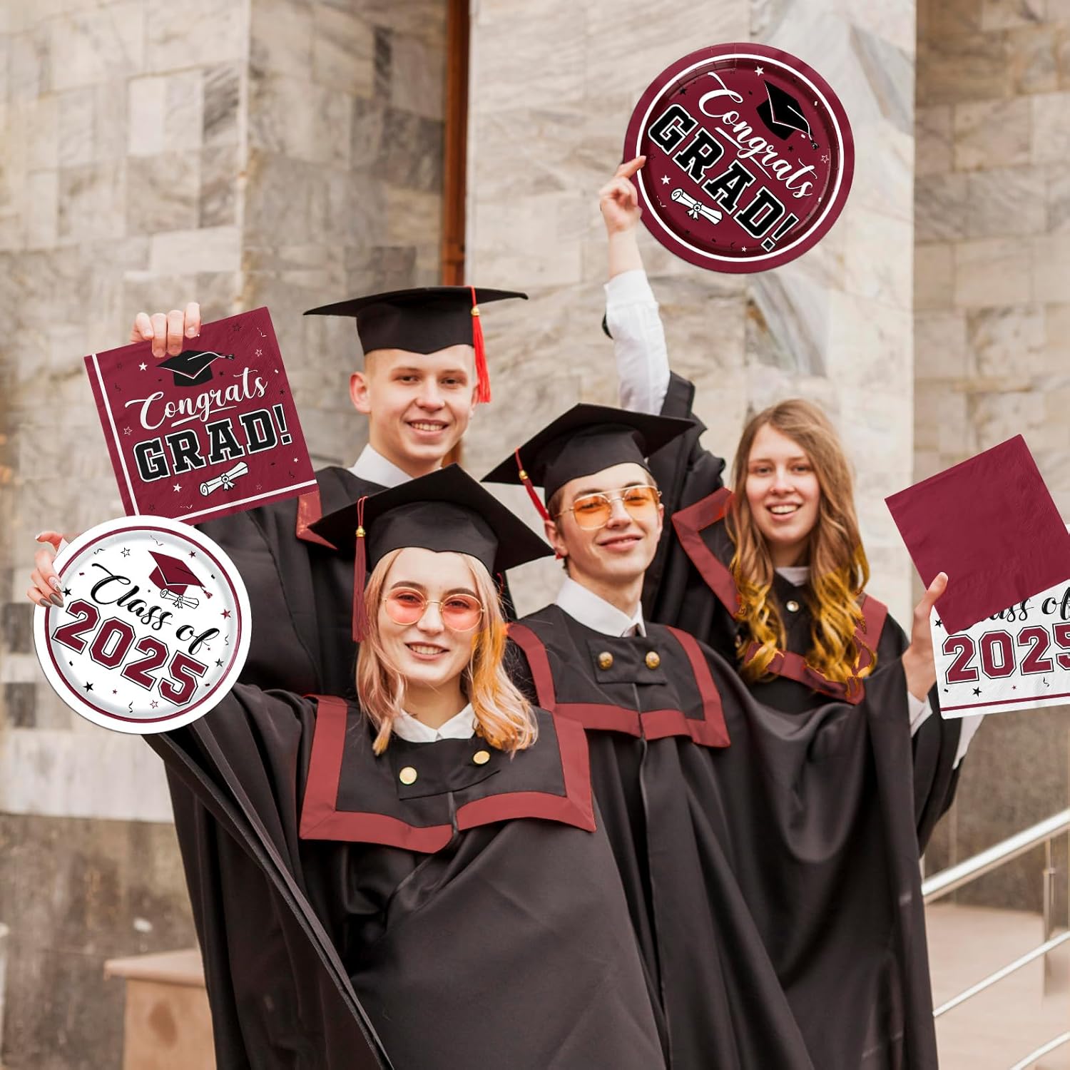 Class of 2025 Graduation Plates Napkins Maroon Party Supplies