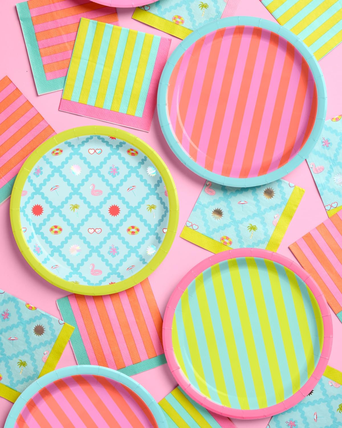 XO Fetti Pool Party Paper Plates 3 Designs 24 Pcs
