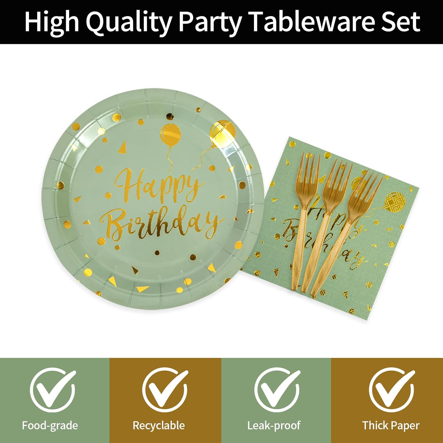 48PCS Happy Birthday Party Plates Napkins Set