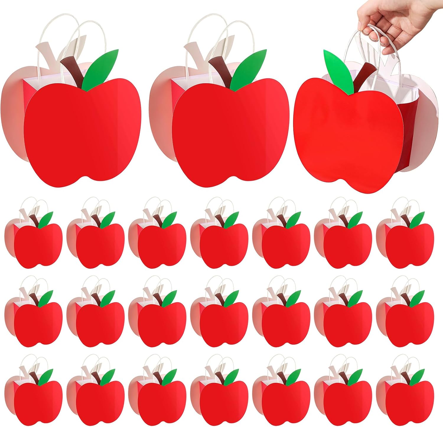 Kolldenn 24 Pack Red Apple Gift Bags with Handle