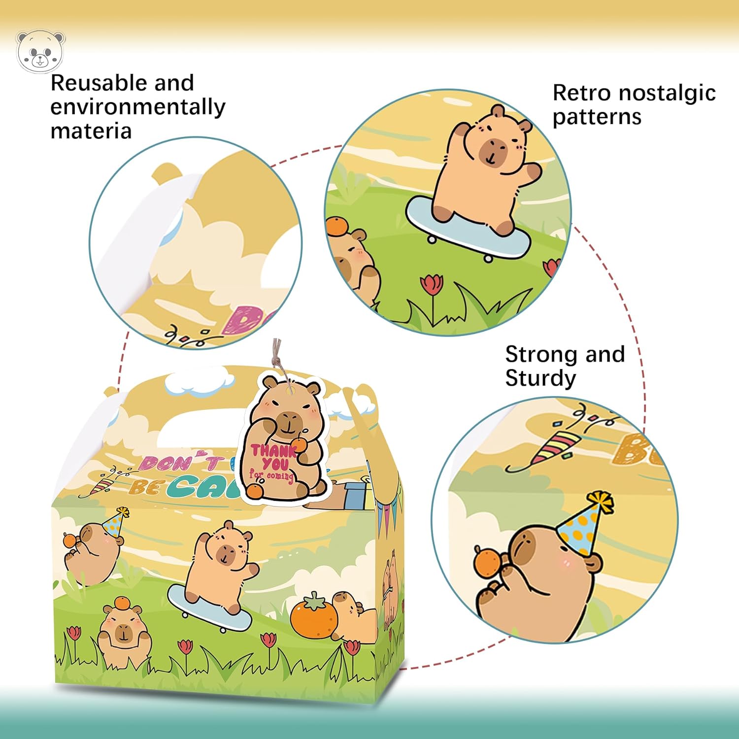 Capybara Party Favor Boxes 12 Pcs Gift Set
