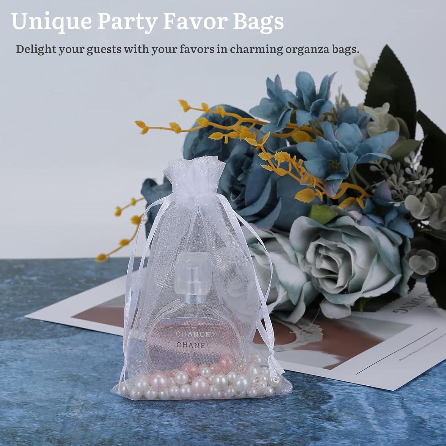 100PCS Sheer Organza Bags With Drawstring for Wedding Favor