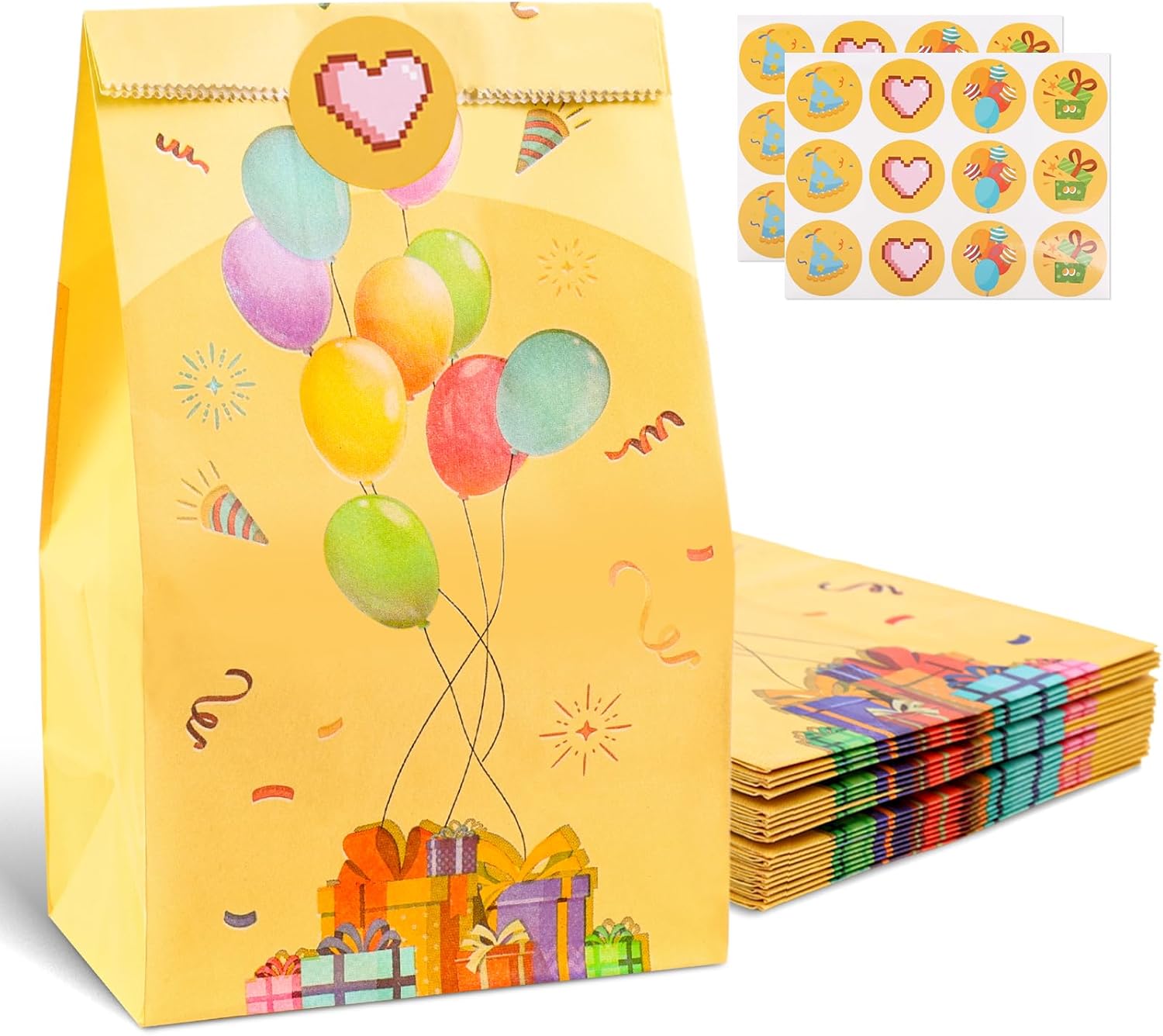 LovesTown 24 Pack Party Favor Bags with Stickers