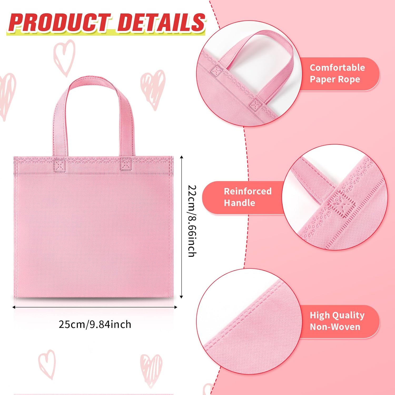 Sunnymove 18 Pcs Pastel Non Woven Gift Bags with Handles