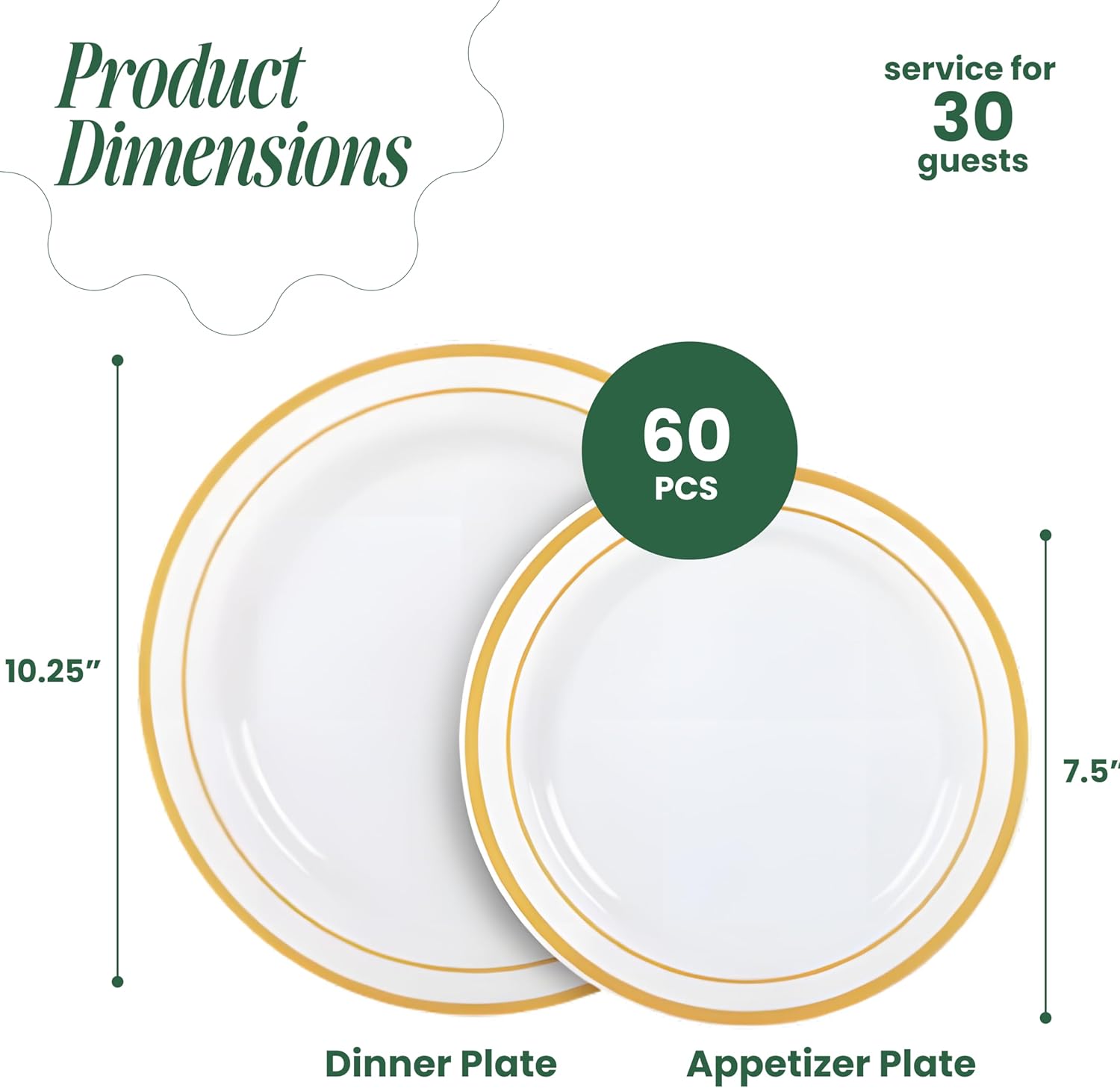 Ayas 60 Gold Rimmed Plastic Plates Set