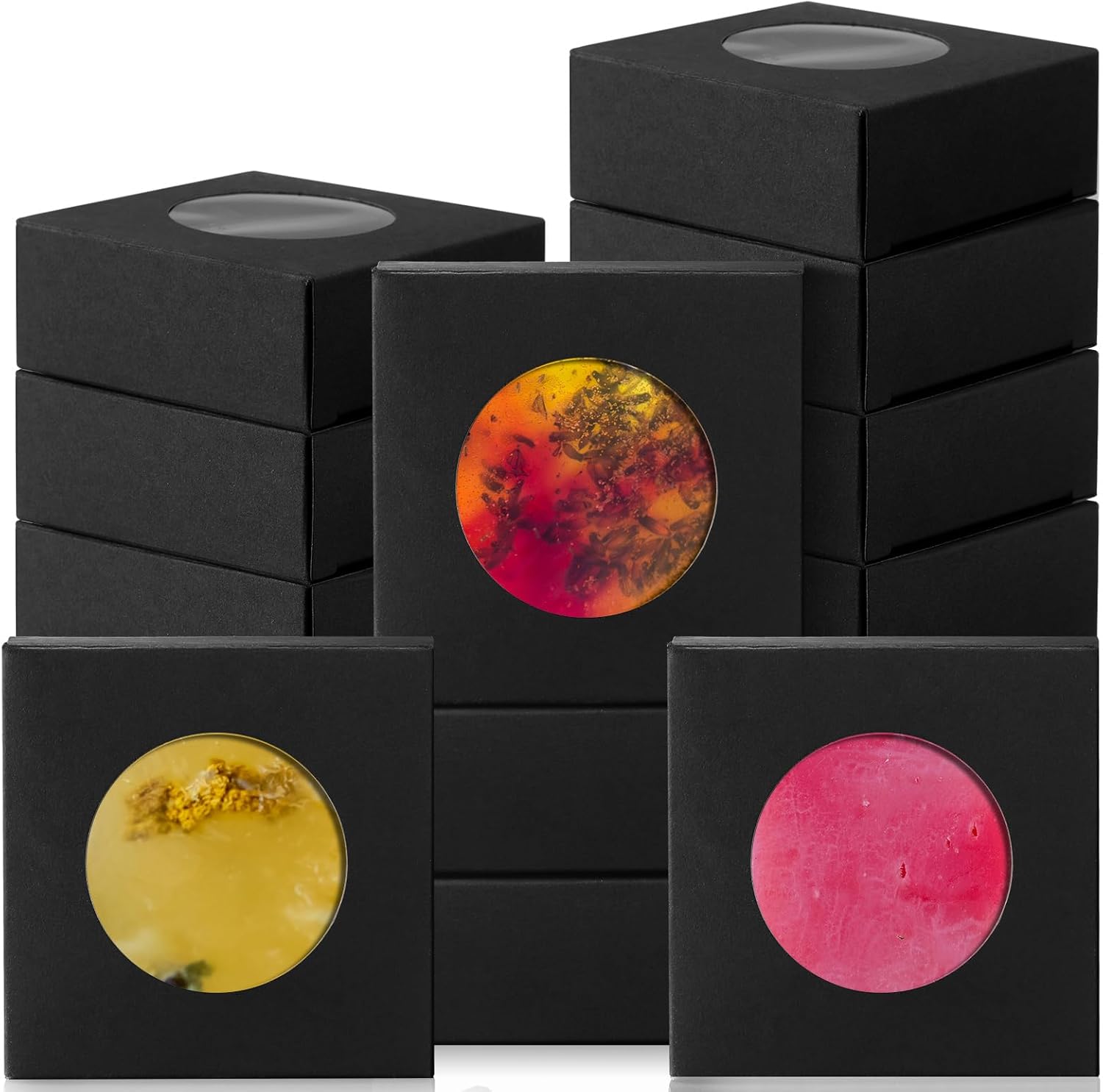 100 Pcs Black Soap Boxes with Window Gift Wrappers