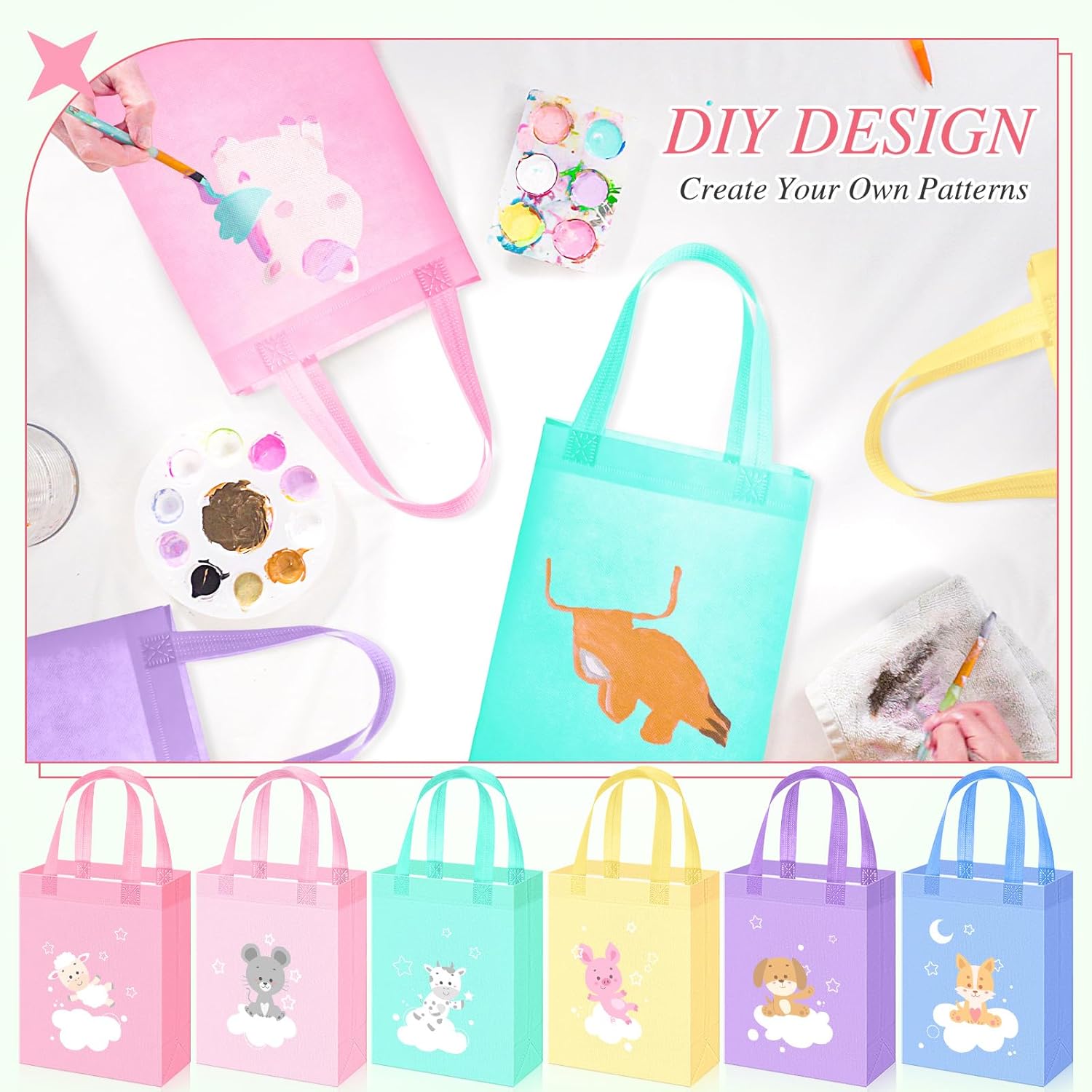 Sunnymove 36 Pcs Pastel Gift Bags with Handles