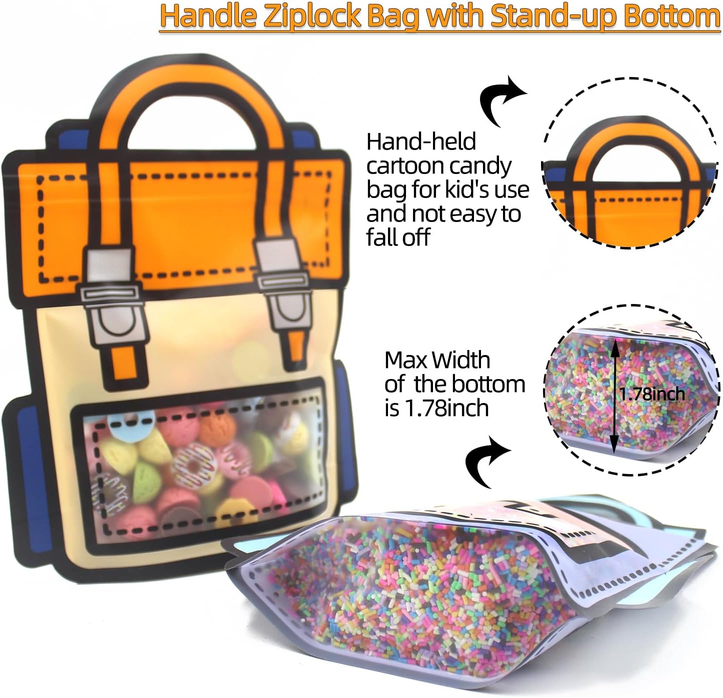 30 Pack Cartoon Gift Bags with Handle Reusable Ziplock