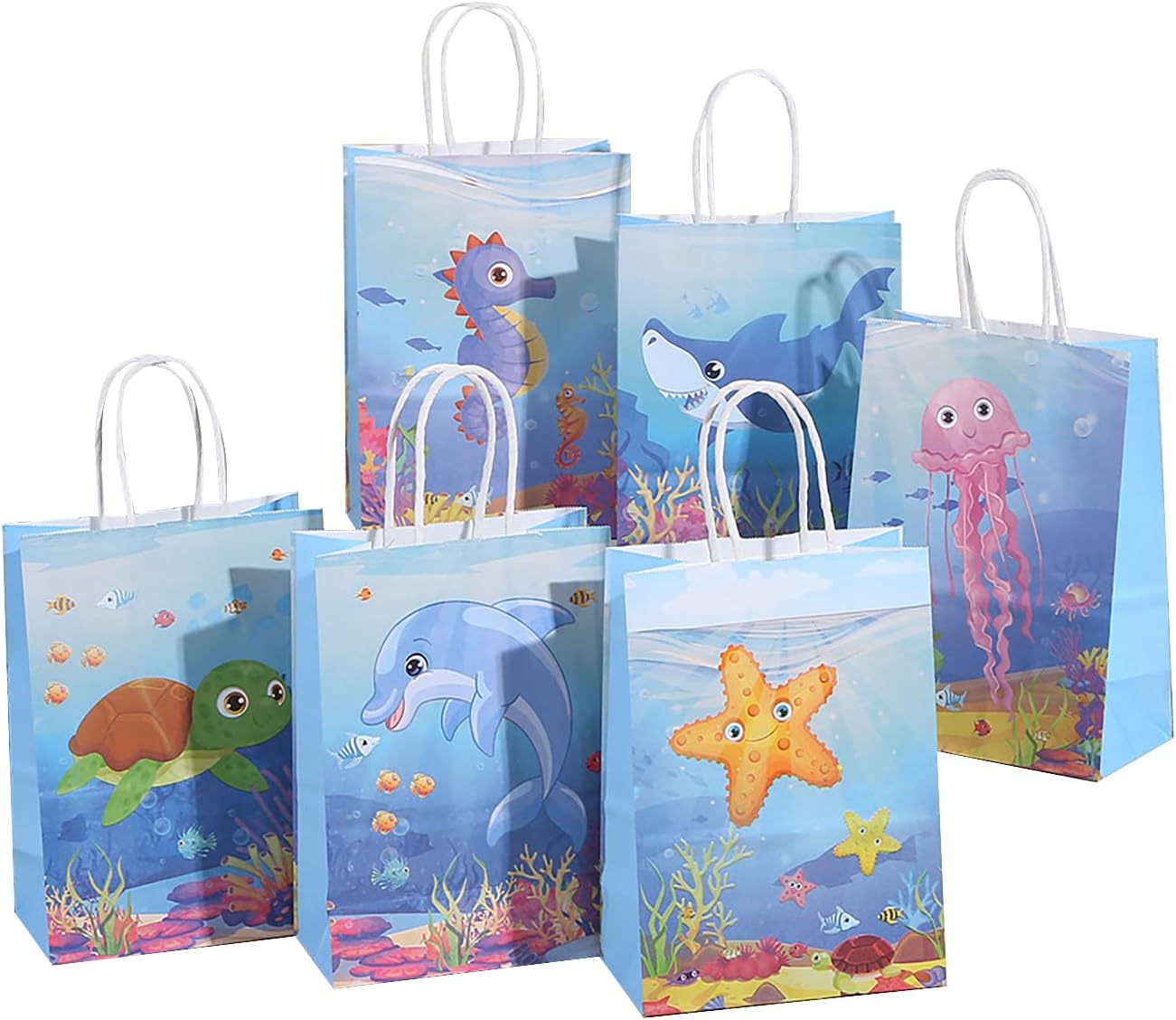 Blue Sea Animal 24pc Gift Bags with Handles