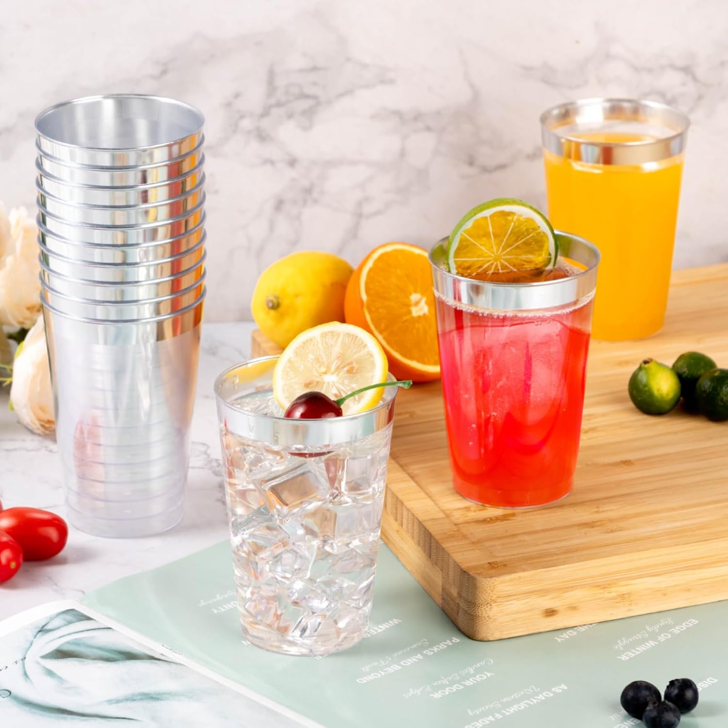 Goodluck 200PCS 14oz Silver Plastic Cups for Parties