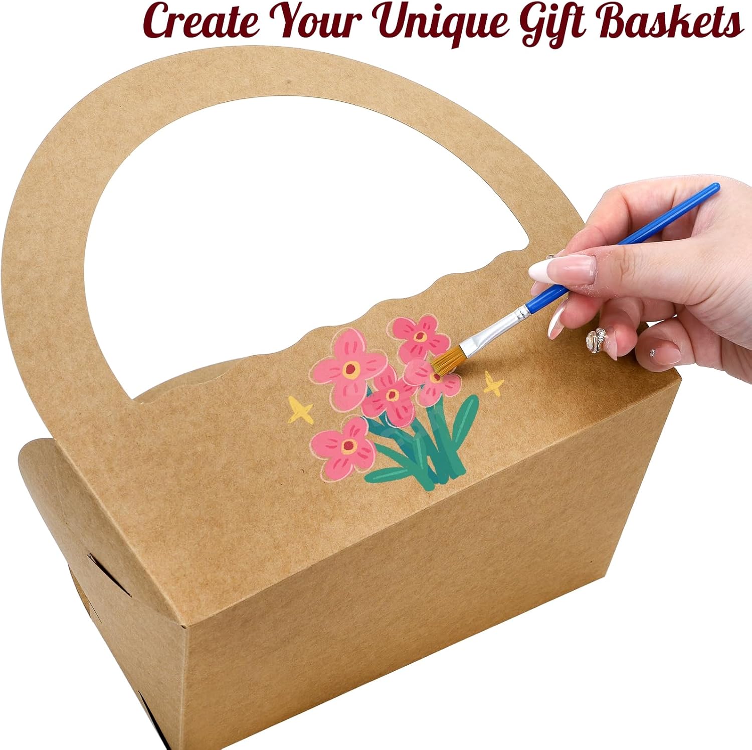 ELFULLY 50 Pack Paper Gift Baskets with Handles