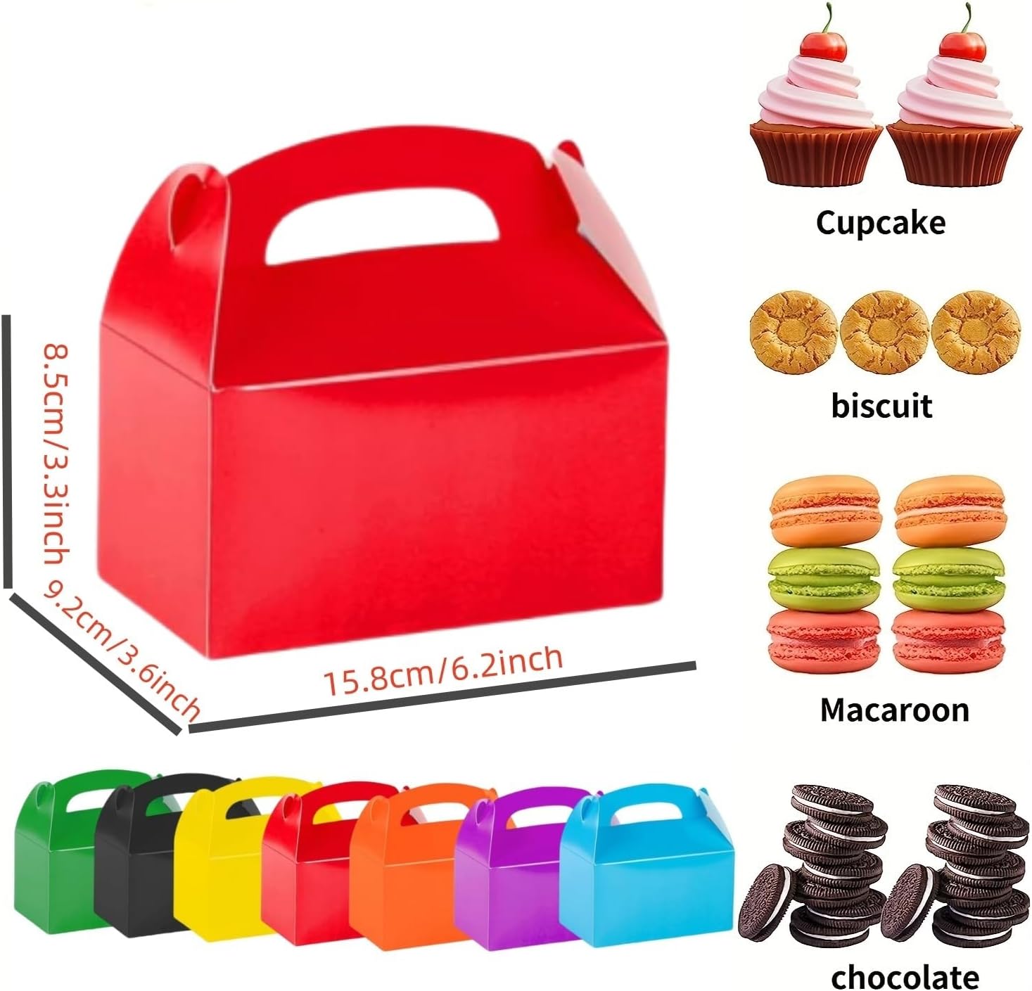 CHNLML 12 Pack Treat Boxes with Handles Red