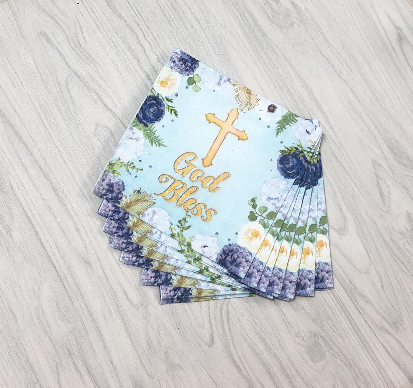 40Pcs Floral God Bless Napkins for Baptism and Religious Celebrations