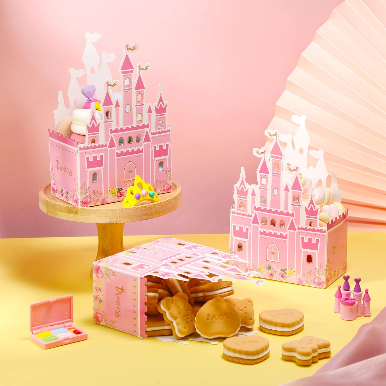 Outus 24 Piece Pink Princess Castle Favor Bags