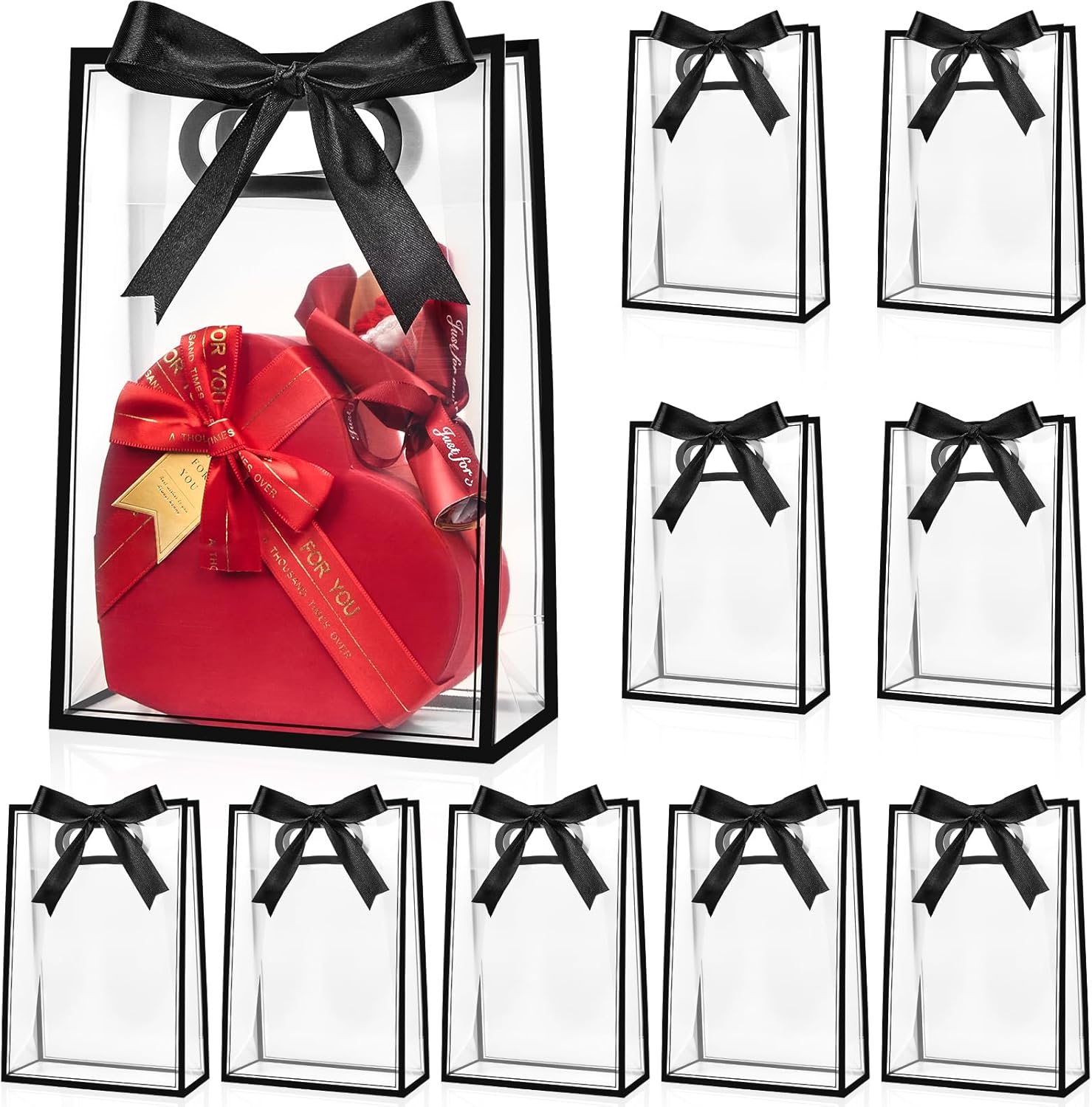 Ohuimrt 12 Pack Clear Plastic Gift Bags with Handles 1