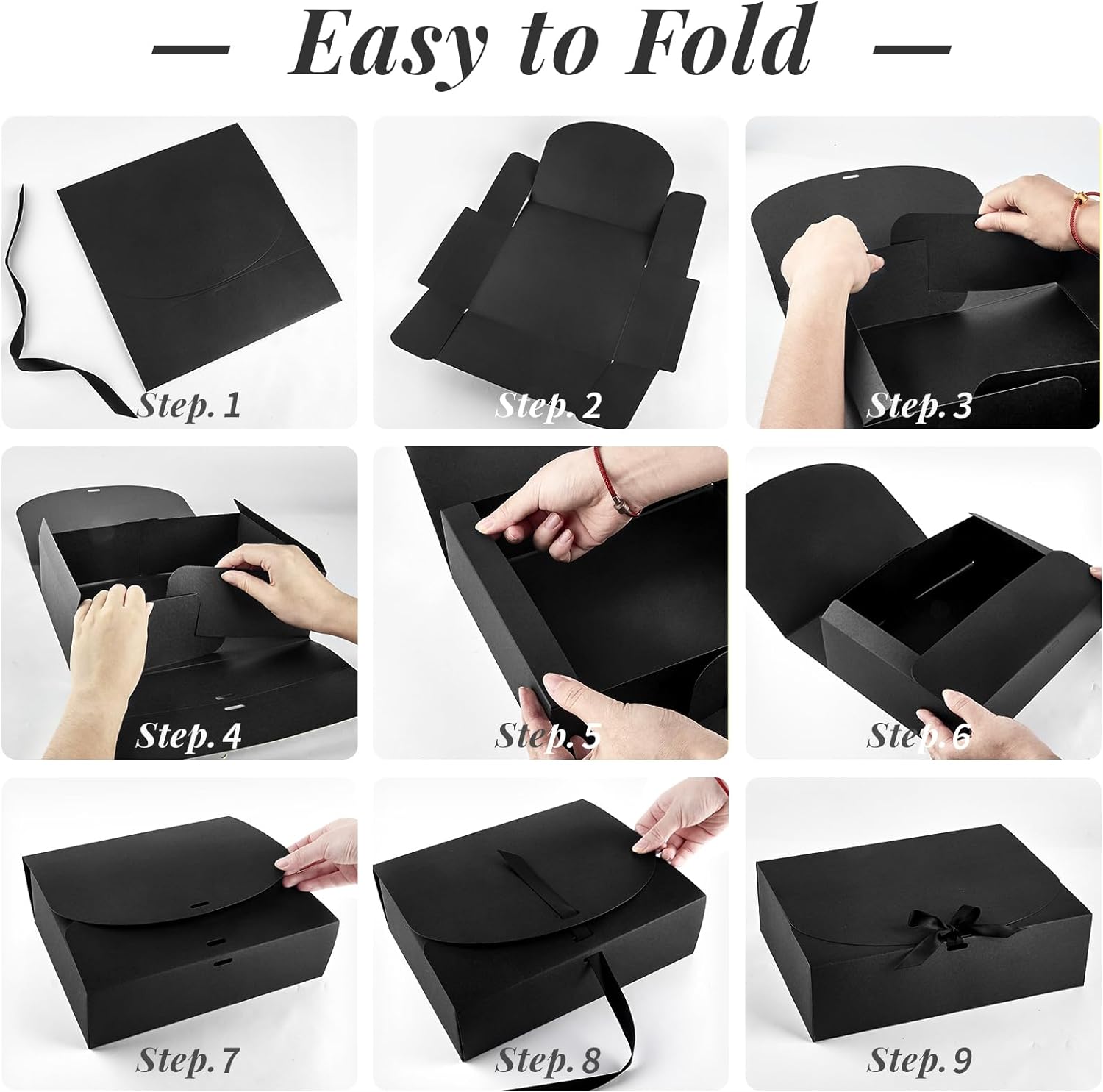 Kucoele 15 Piece Gift Boxes with Lids Black
