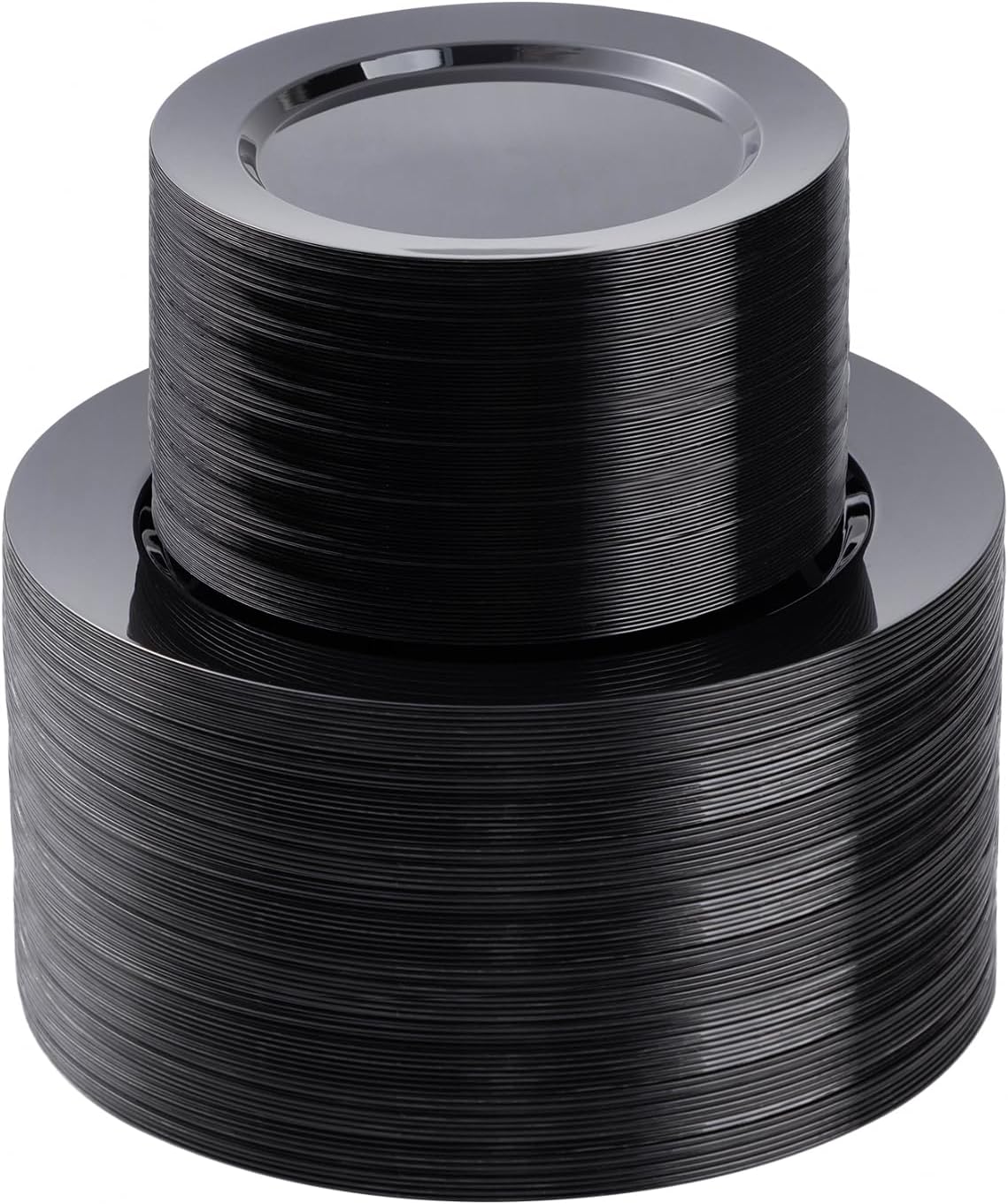 200PCS Black Plastic Plates Set for Parties and Weddings