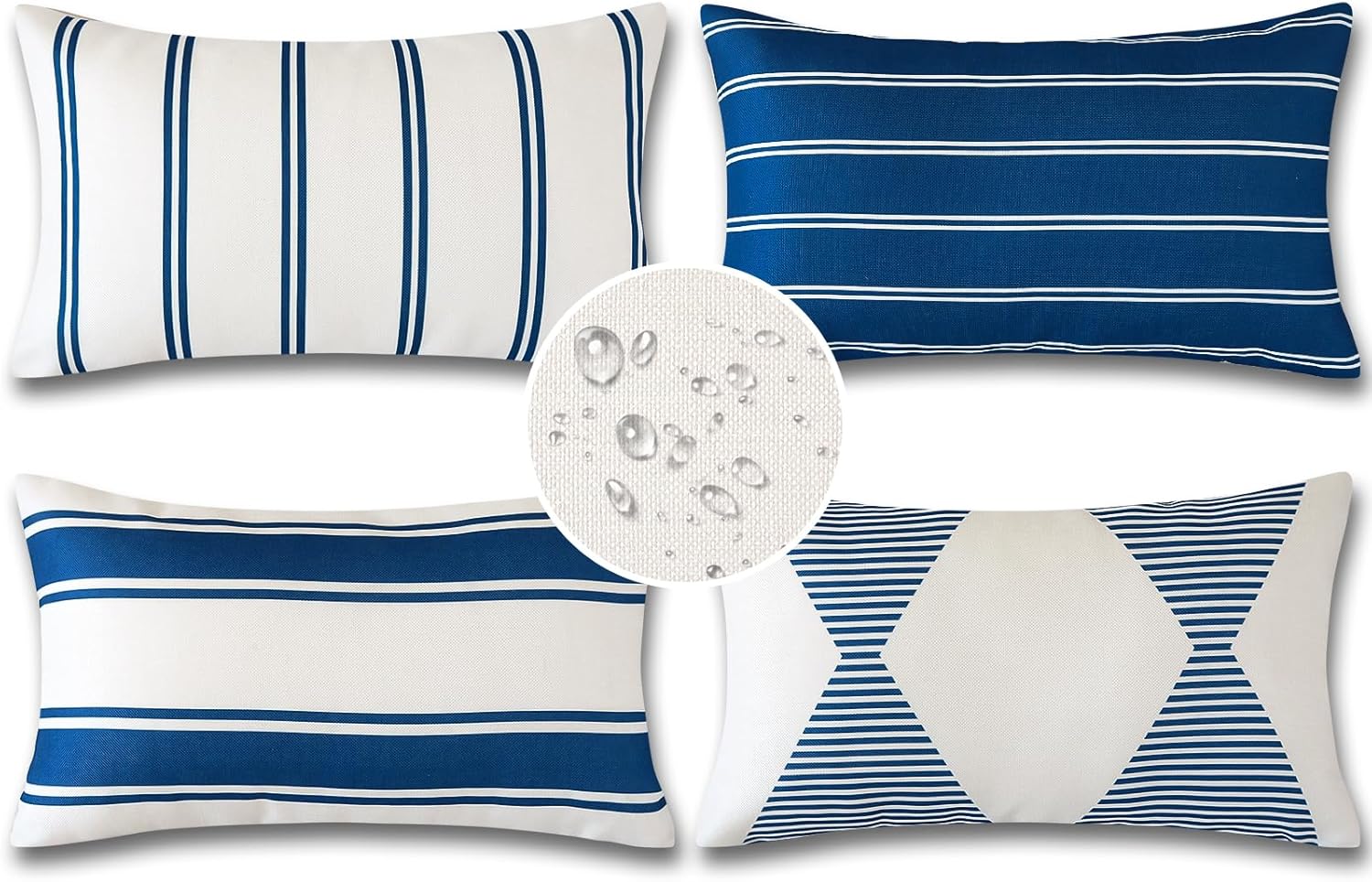 OTOSTAR Waterproof Pillow Covers 12x20 Inch Pack of 4 Navy Blue