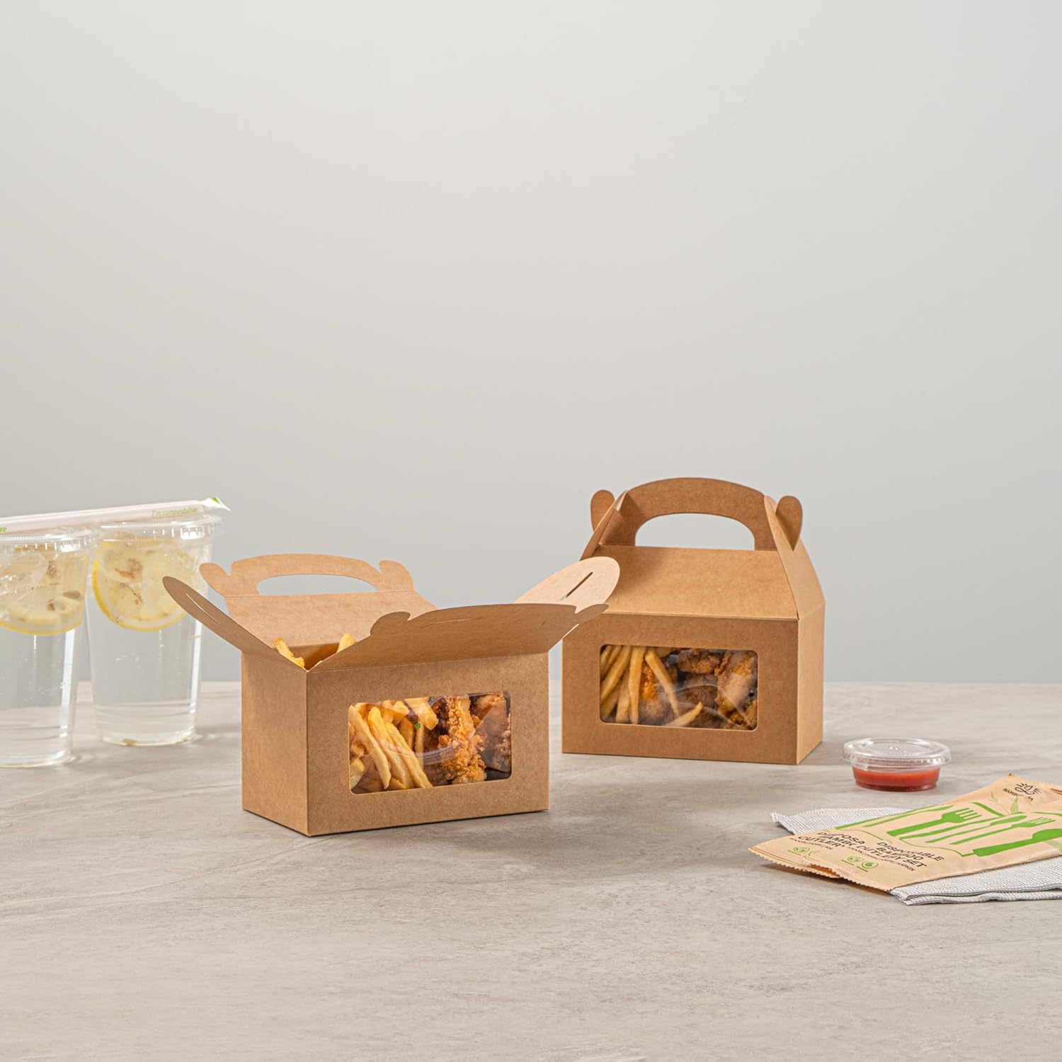 Restaurantware Bio Tek Gable Boxes 6x35x35 Inch Clear PET Window Gift Boxes