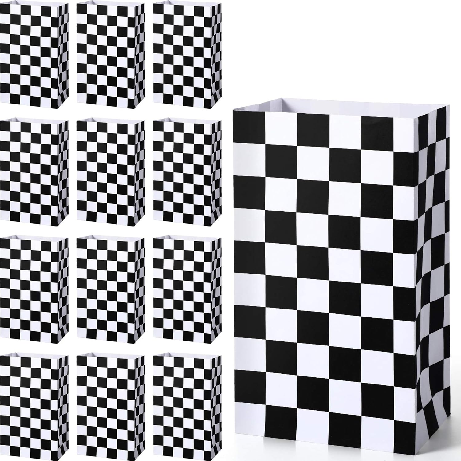 28 Pack Checkered Racing Treat Bags for Birthday Parties