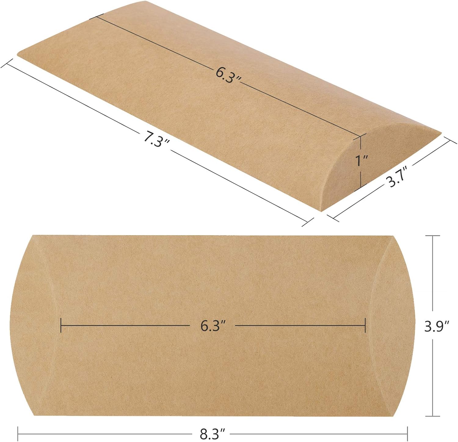 Eupako 63x37x1 Inch Kraft Pillow Boxes 50 Pack