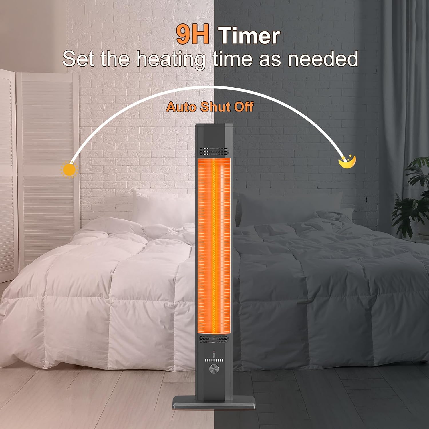 BIESQYA Outdoor Patio Heater with 9 Heat Levels