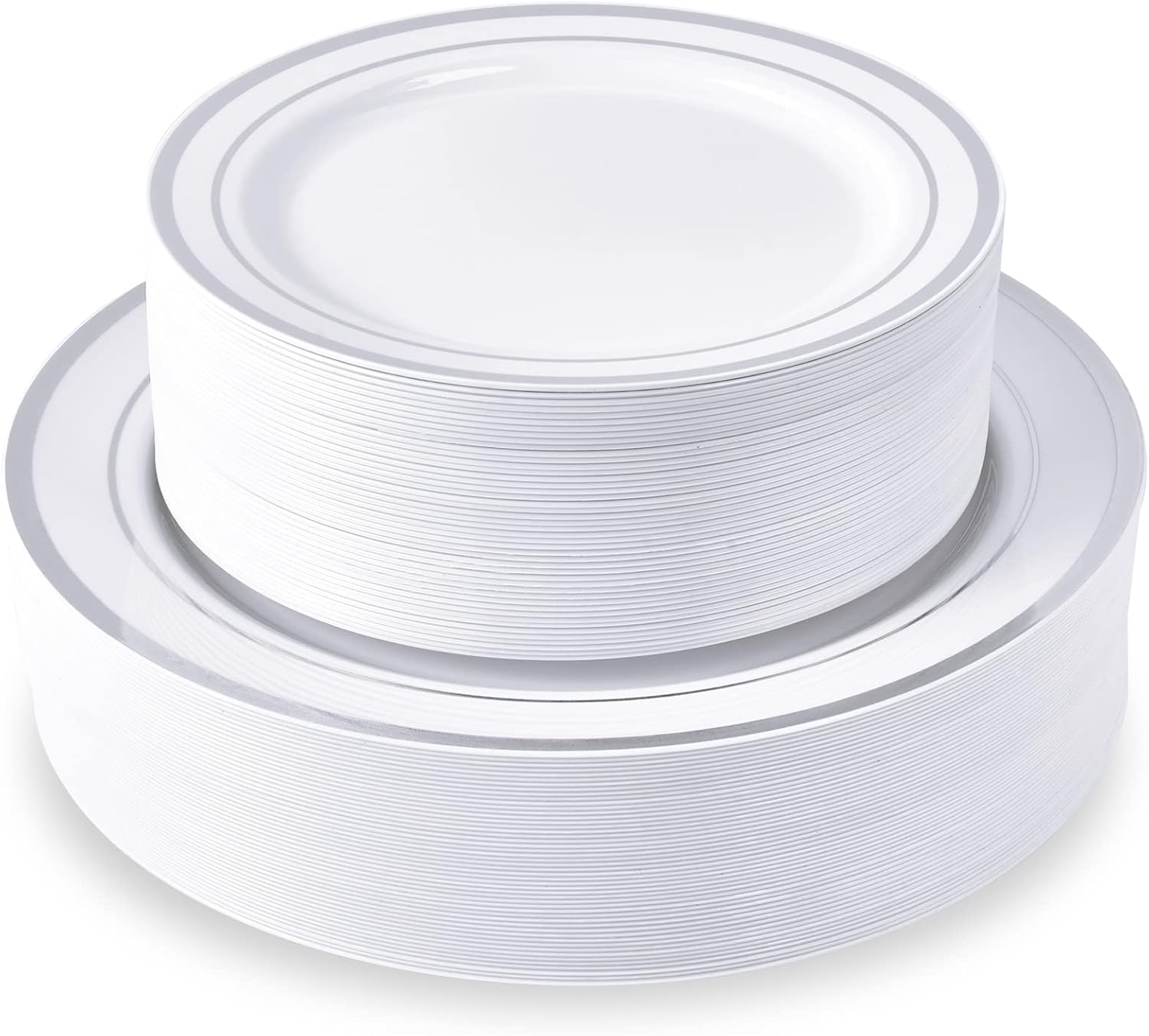 JollyPack 100 Piece Disposable Silver Plates Set