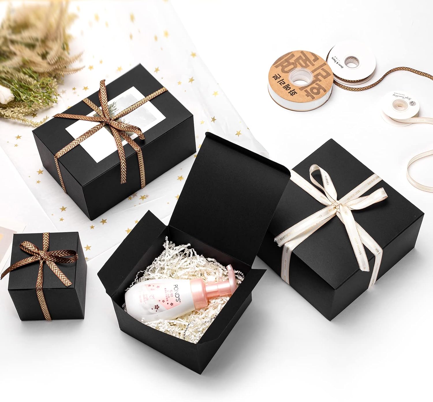 Mcfleet Black Gift Boxes with Lids 10 Pack